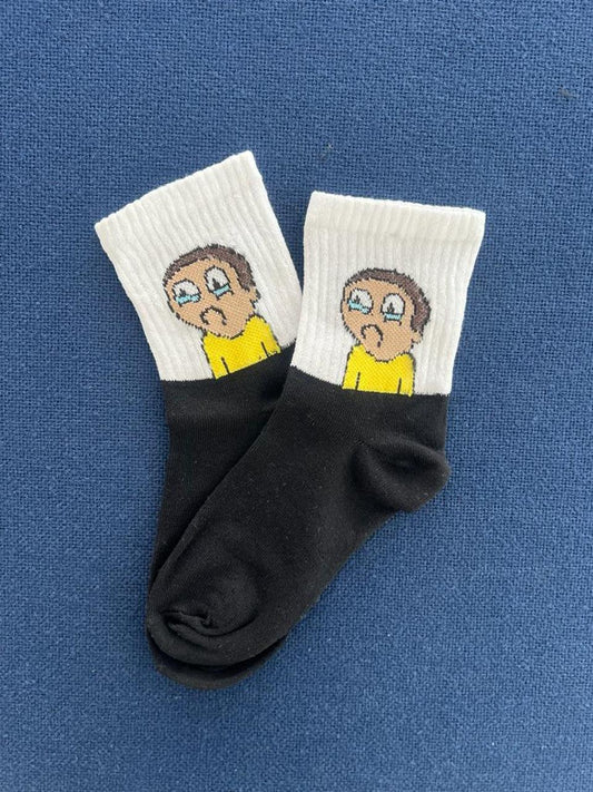 ESC BUTİK Morty Unisex Beyaz Kolej Çorap