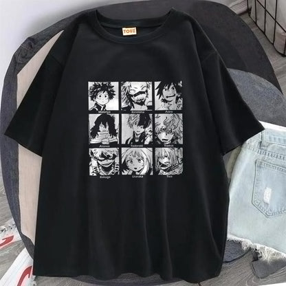 ESC BUTİK My Hero Academia Boku Baskılı Siyah Unisex Oversize T-shirt