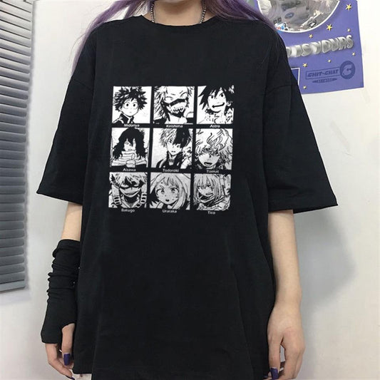 ESC BUTİK My Hero Academia Boku Baskılı Siyah Unisex Oversize T-shirt