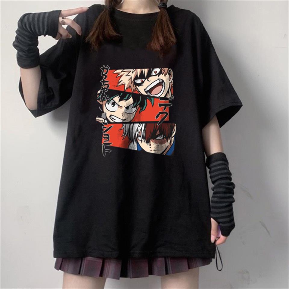 ESC BUTİK My Hero Academia Collage Baskılı Siyah Unisex Oversize T-shirt