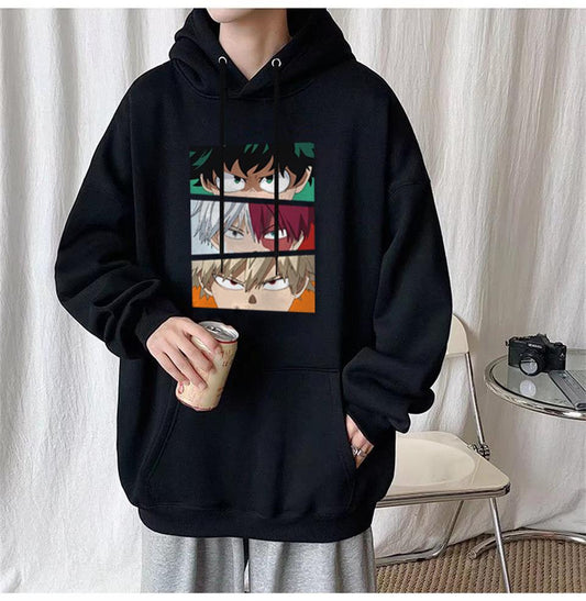 ESC BUTİK My Hero Academia Eyes Baskılı Siyah Unisex Oversize Kapüşonlu Sweatshirt