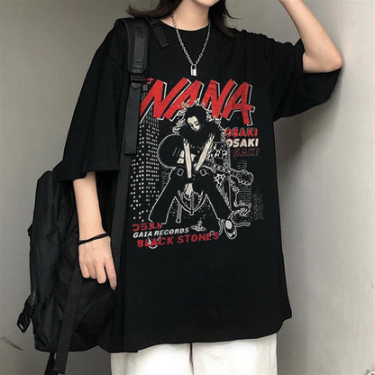 ESC BUTİK Nana Baskılı Siyah Unisex Oversize T-shirt