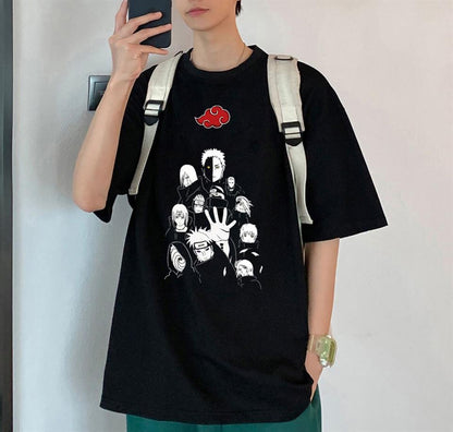 ESC BUTİK Naruto Uchihas Baskılı Siyah Unisex Oversize T-shirt