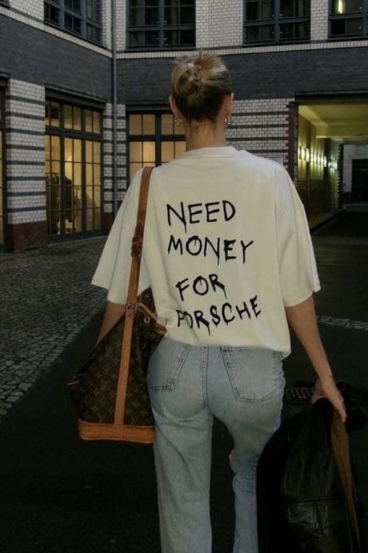 ESC BUTİK Need Money For Porsche Detail Oversize Unisex T-Shirt