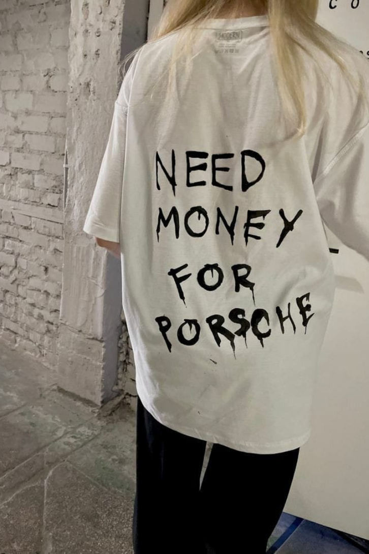 ESC BUTİK Need Money For Porsche Detail Oversize Unisex T-Shirt