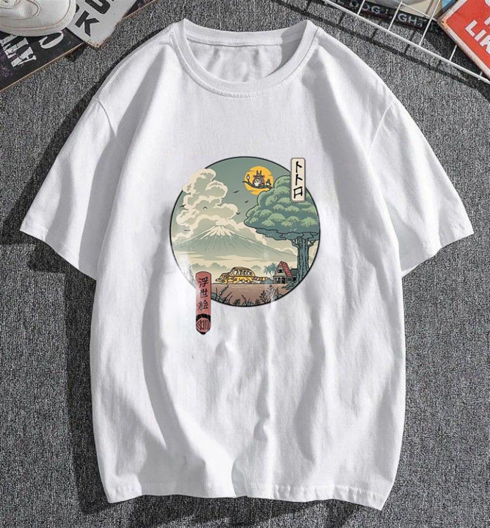 ESC BUTİK Neighbor's Ukiyo-E Beyaz Unisex Oversize T-shirt