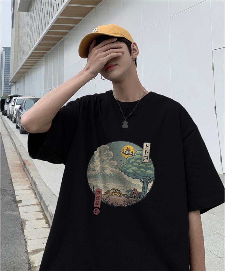 ESC BUTİK Neighbor's Ukiyo-E Siyah Unisex Oversize T-shirt