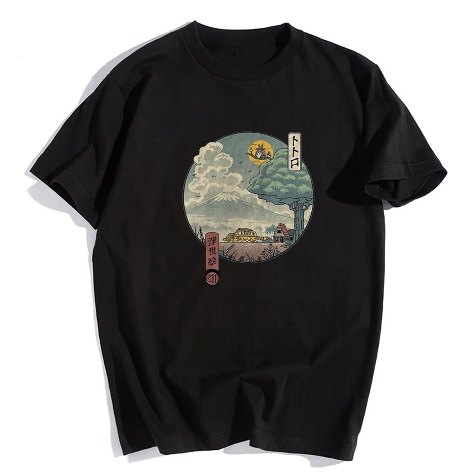 ESC BUTİK Neighbor's Ukiyo-E Siyah Unisex Oversize T-shirt