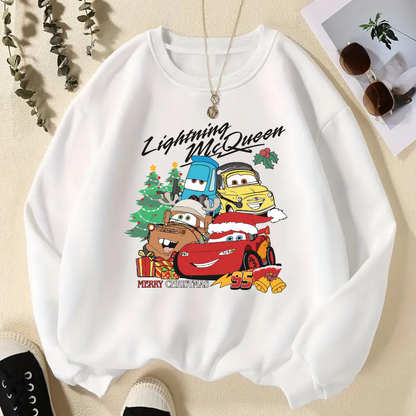 ESC BUTİK New Year Christmas Mc Quenn Beyaz Unisex Oversize Bisiklet Yaka Sweatshirt