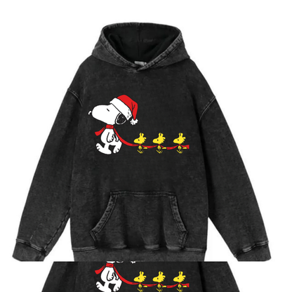 ESC BUTİK New Year Yıkamalı Snoopy Vintage Kapüşonlu Sweatshirt