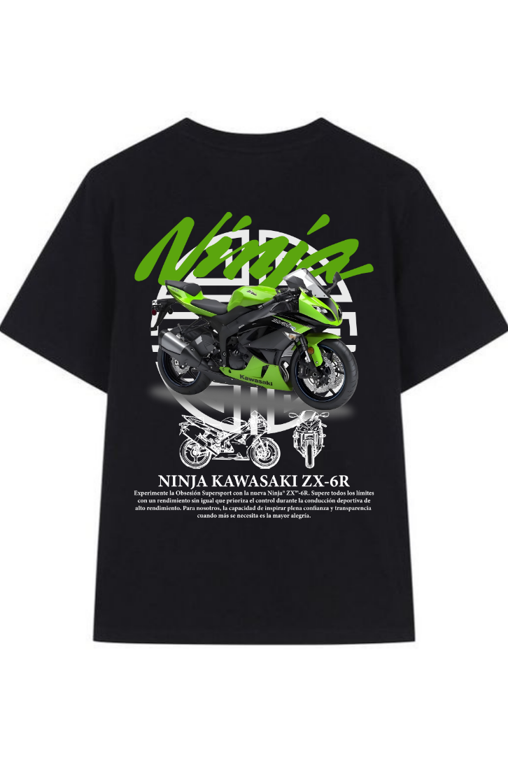 ESC BUTİK Ninja Kawasaki Retro Baskılı T-shirt