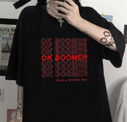 ESC BUTİK Ok Boomer Siyah Unisex Oversize T-shirt