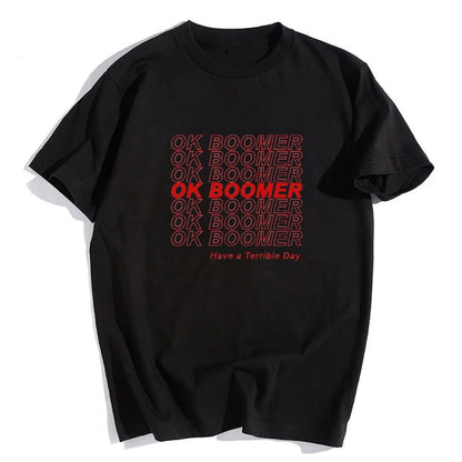 ESC BUTİK Ok Boomer Siyah Unisex Oversize T-shirt