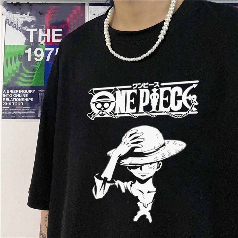 ESC BUTİK One Piece Baskılı Siyah Unisex Oversize T-shirt