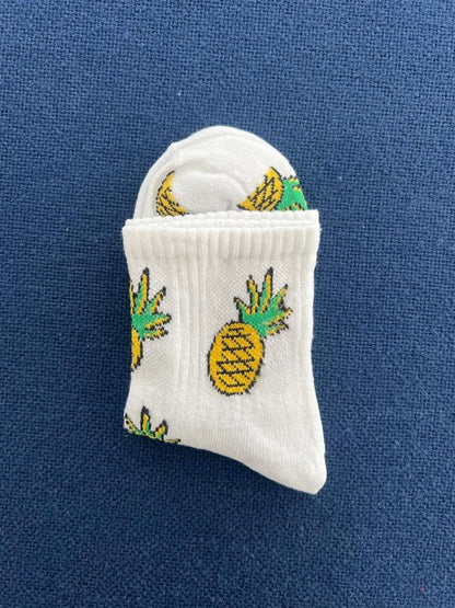 ESC BUTİK Pineapple Unisex Beyaz Kolej Çorap