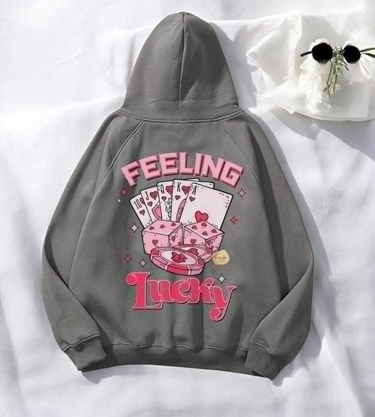 ESC BUTİK Pink Cart Antrasit Baskılı Kapşonlu Sweatshirt