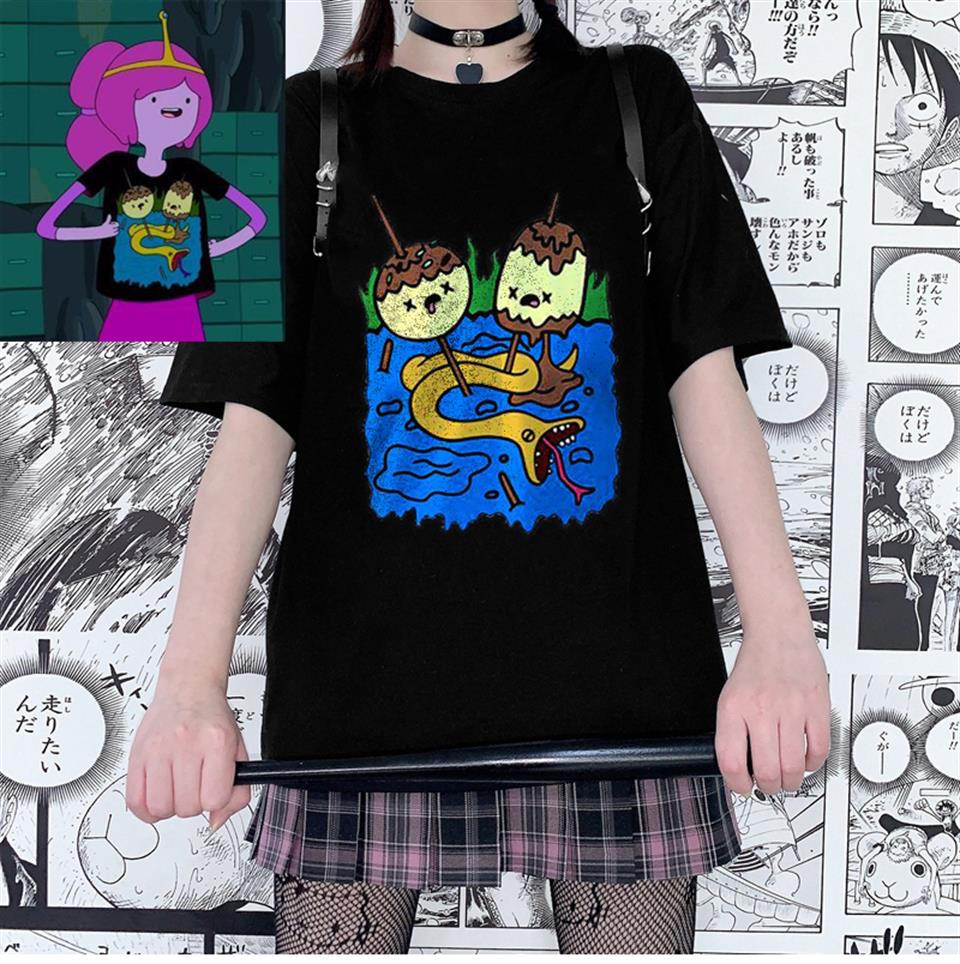 ESC BUTİK Princess Bubblegum Baskılı Siyah Unisex Oversize T-shirt