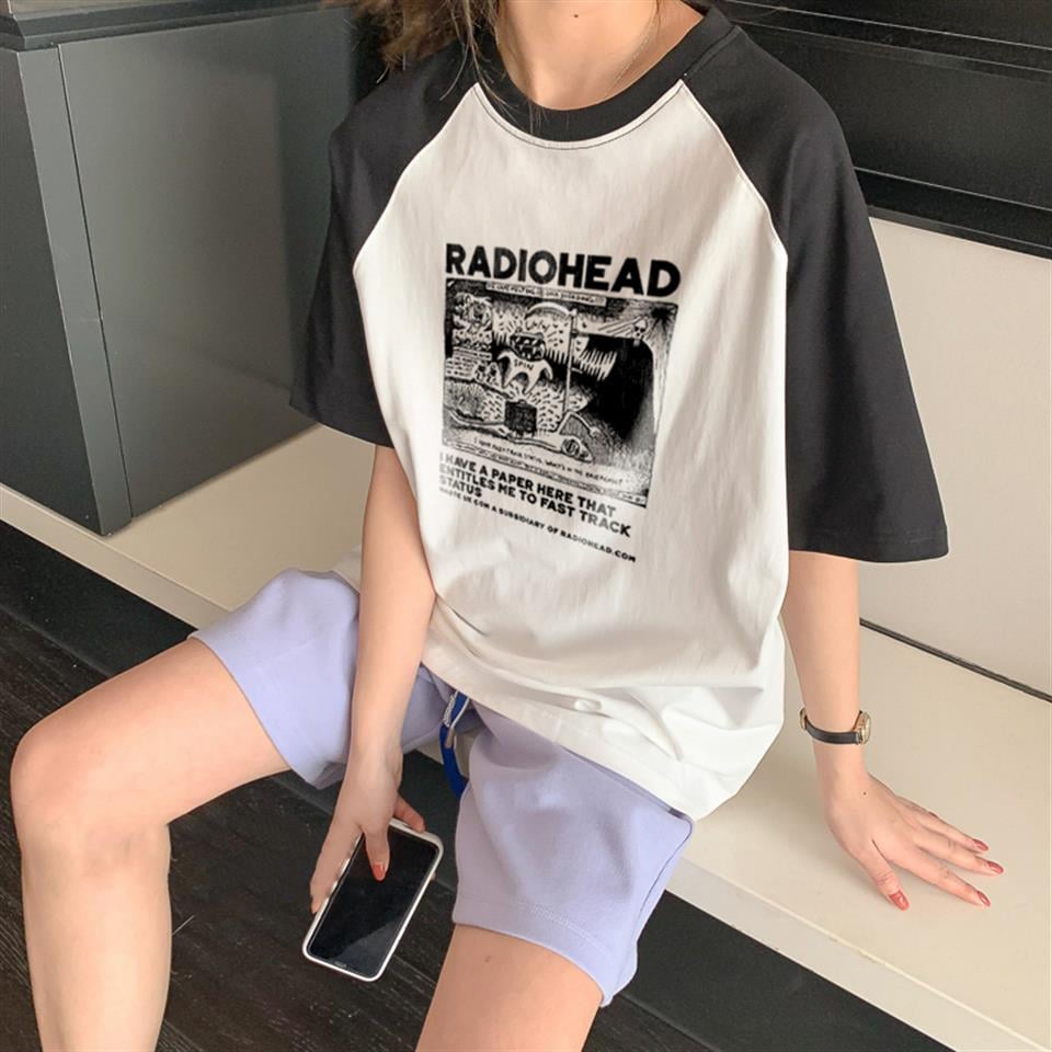 ESC BUTİK Radiohead Baskılı Reglan Kol Beyaz Unisex Oversize T-shirt