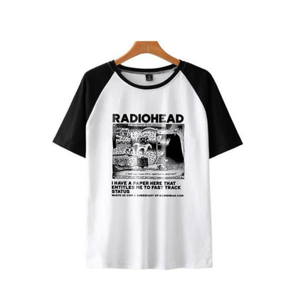 ESC BUTİK Radiohead Baskılı Reglan Kol Beyaz Unisex Oversize T-shirt