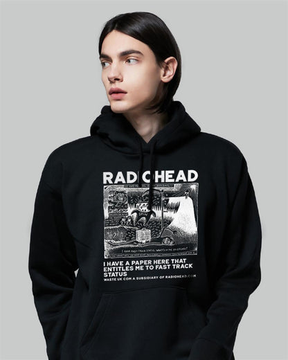 ESC BUTİK Radiohead Baskılı Siyah Unisex Oversize Kapüşonlu Sweatshirt