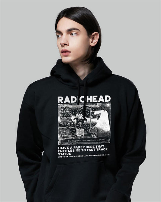 ESC BUTİK Radiohead Baskılı Siyah Unisex Oversize Kapüşonlu Sweatshirt