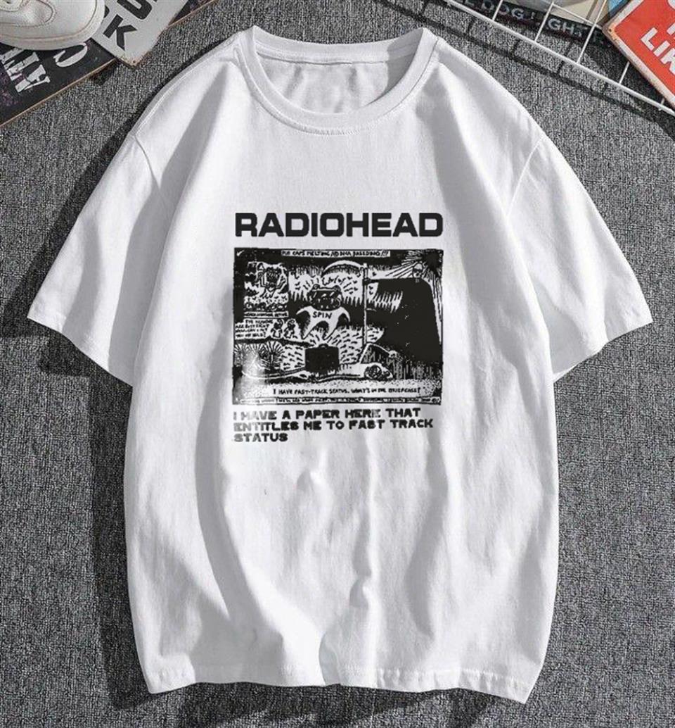 ESC BUTİK Radiohead Beyaz Unisex Oversize T-shirt