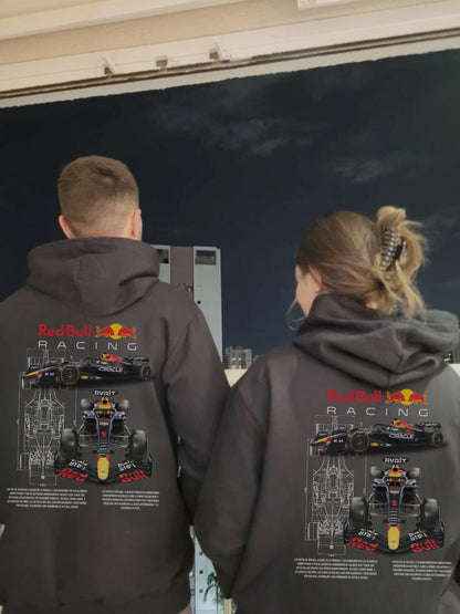 ESC BUTİK Red Bull Racing Baskılı Siyah Kapşonlu Sweatshirt