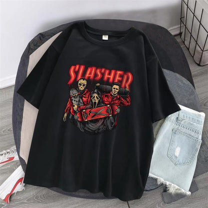 ESC BUTİK Red Slasher Siyah Unisex Oversize T-shirt