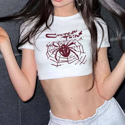 ESC BUTİK Red Spider Crop Bluz