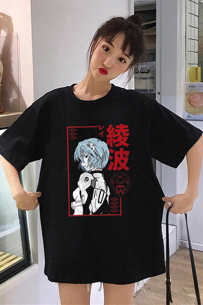 ESC BUTİK Rei Ayanami Siyah Unisex Oversize T-shirt