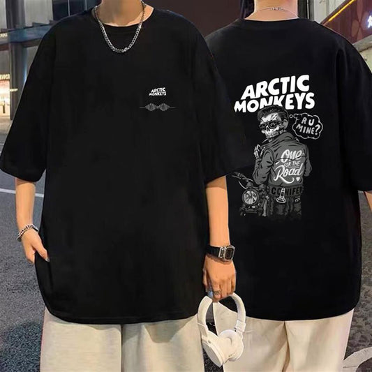 ESC BUTİK Rock Serisi Arctic Monkeys Sırt Baskılı Siyah Unisex Oversize T-shirt