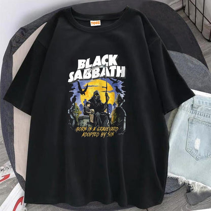 ESC BUTİK Rock Serisi Black Sabbath Siyah Unisex Oversize T-shirt