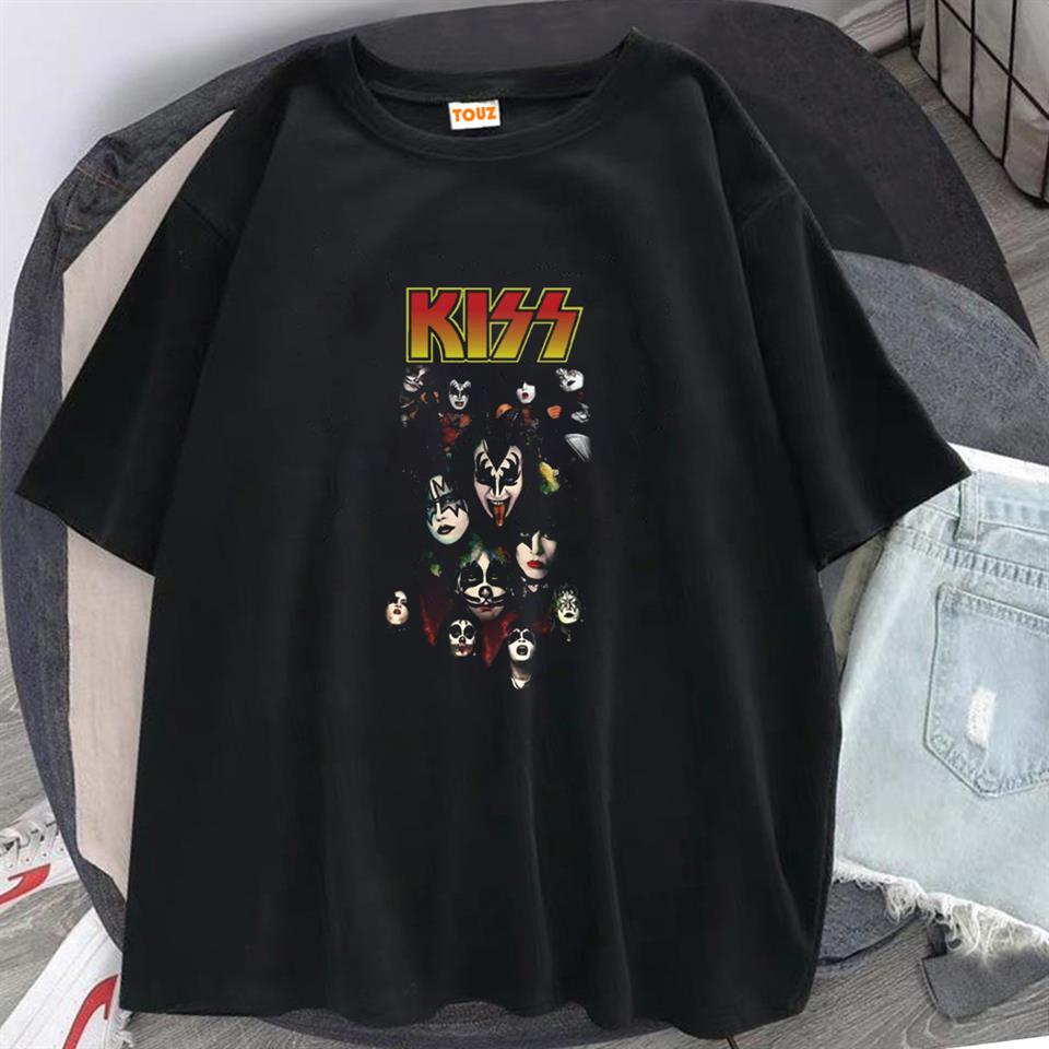 ESC BUTİK Rock Serisi Kiss Rock Band Siyah Unisex Oversize T-shirt