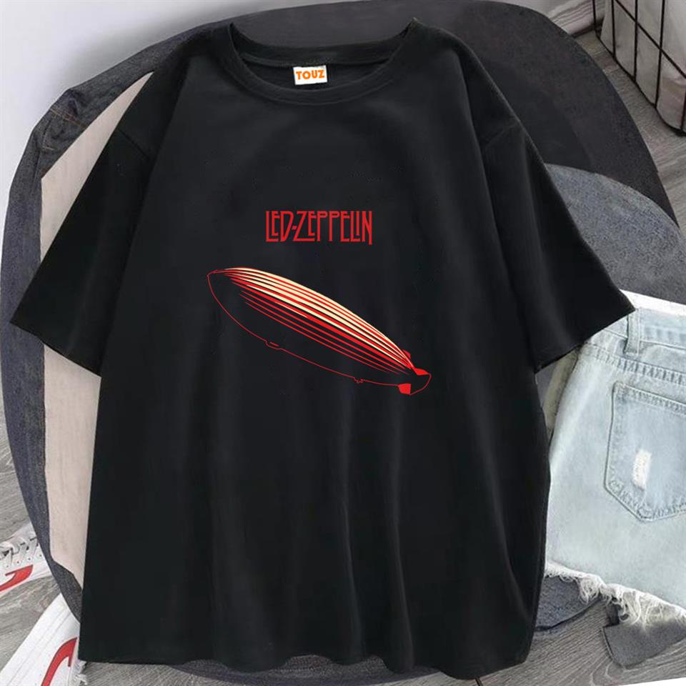 ESC BUTİK Rock Serisi Led Zeppelin Logo Siyah Unisex Oversize T-shirt