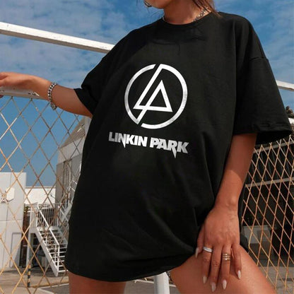 ESC BUTİK Rock Serisi Linkin Park Logo Siyah Unisex Oversize T-shirt