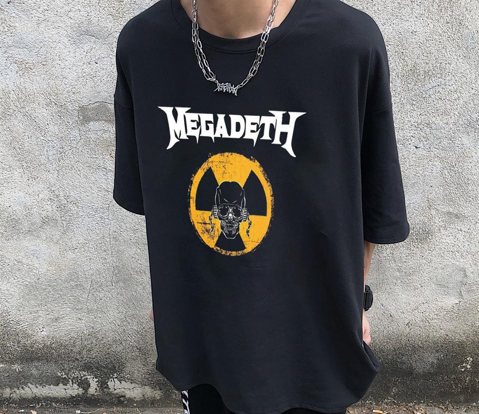 ESC BUTİK Rock Serisi Megadeth Danger Skull Siyah Unisex Oversize T-shirt