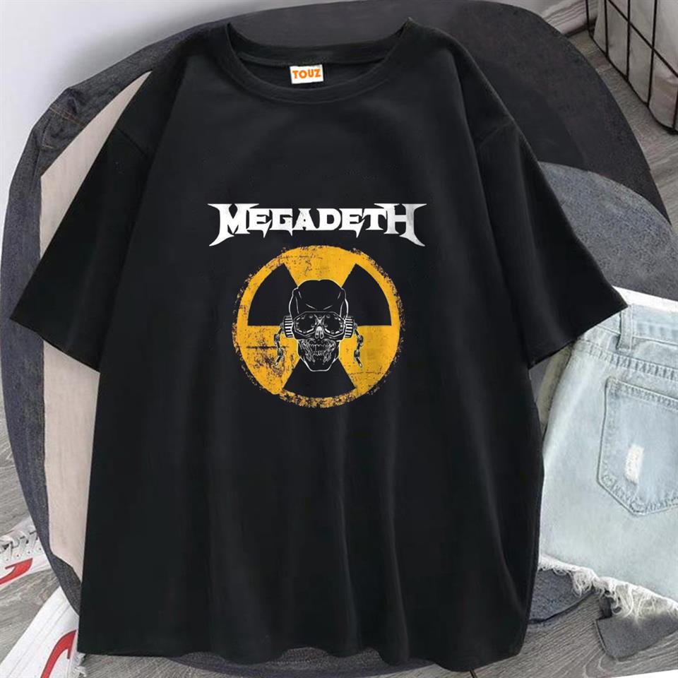 ESC BUTİK Rock Serisi Megadeth Danger Skull Siyah Unisex Oversize T-shirt