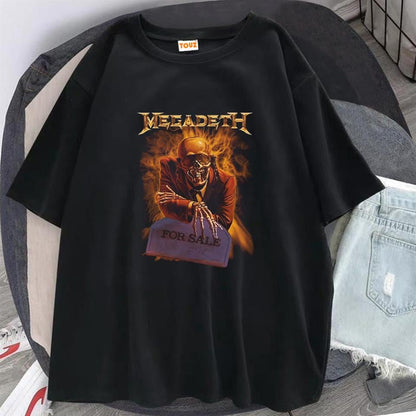 ESC BUTİK Rock Serisi Megadeth Skull Siyah Unisex Oversize T-shirt