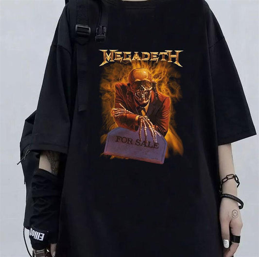 ESC BUTİK Rock Serisi Megadeth Skull Siyah Unisex Oversize T-shirt