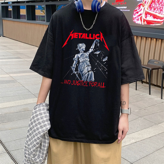 ESC BUTİK Rock Serisi Metallica And Justice For All Siyah Unisex Oversize T-shirt