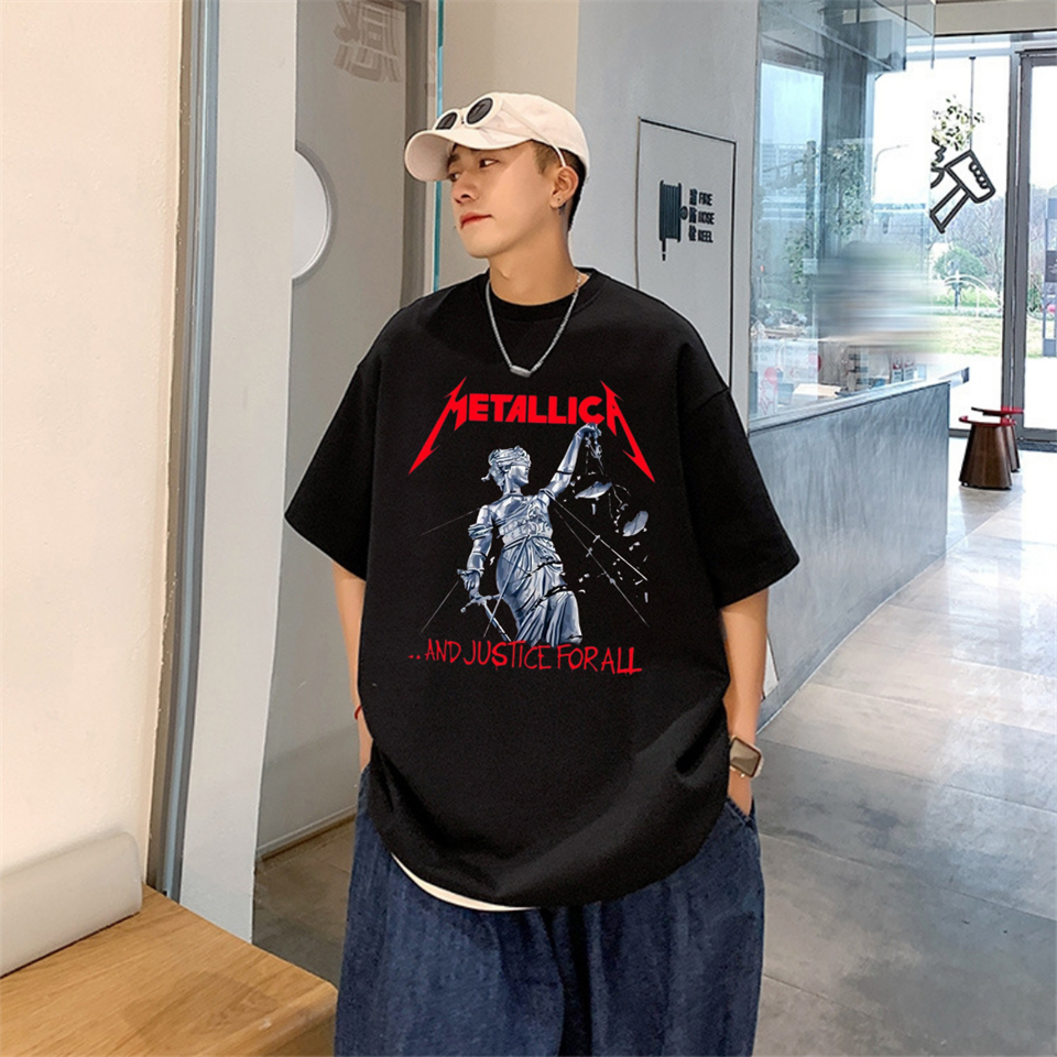 ESC BUTİK Rock Serisi Metallica And Justice For All Siyah Unisex Oversize T-shirt