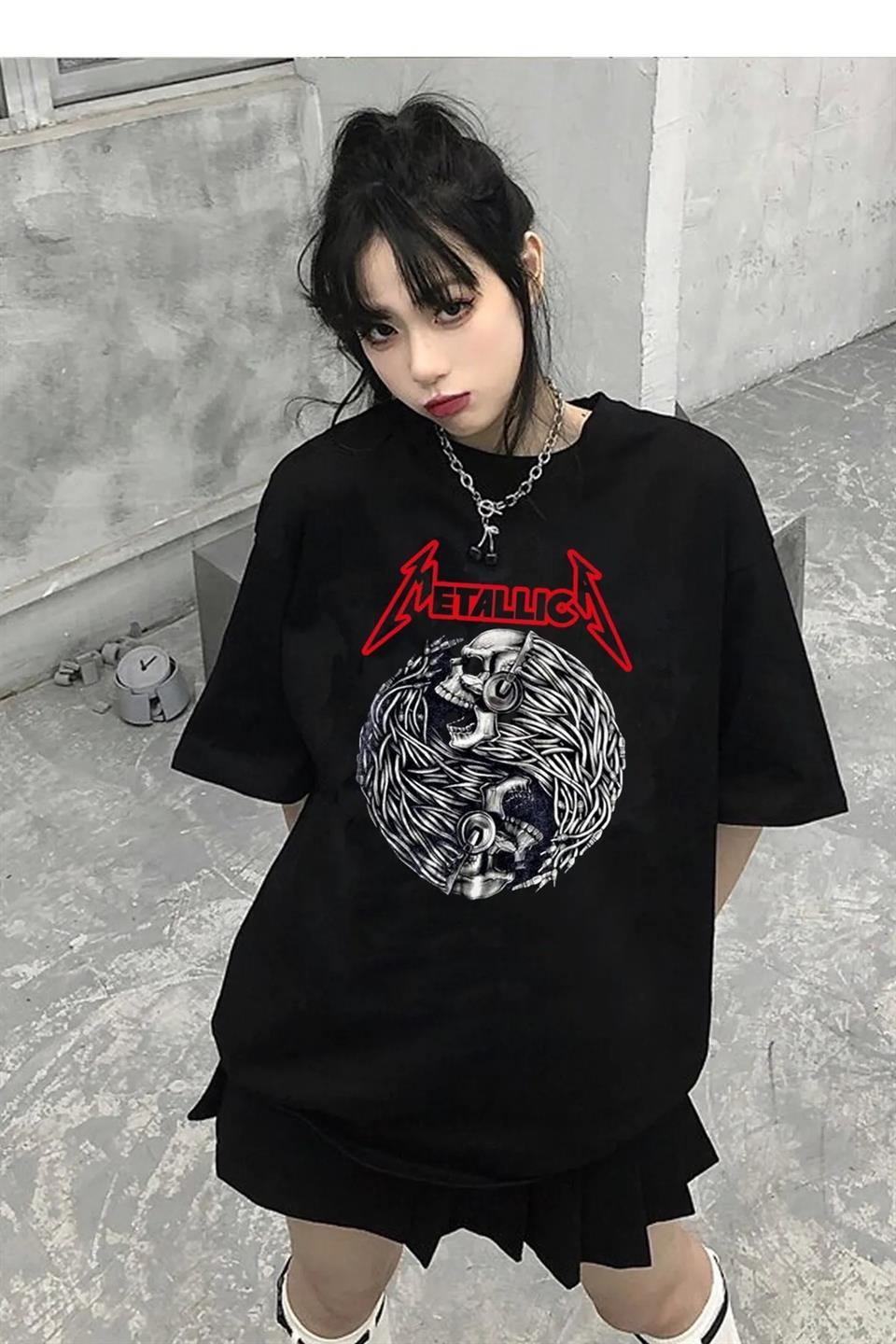 ESC BUTİK Rock Serisi Metallica Siyah Unisex Oversize T-shirt