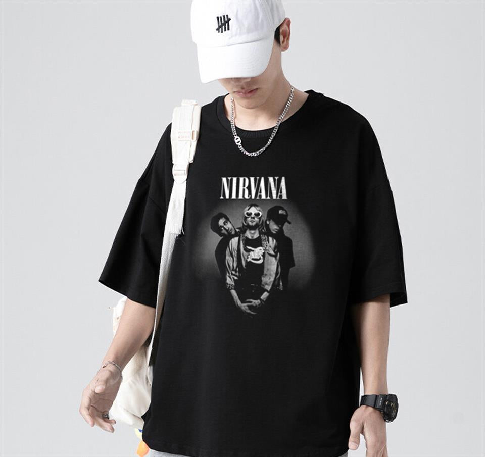 ESC BUTİK Rock Serisi Nirvana Artists Siyah Unisex Oversize T-shirt