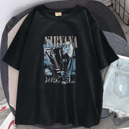 ESC BUTİK Rock Serisi Nirvana Poster Siyah Unisex Oversize T-shirt