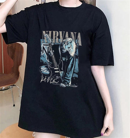 ESC BUTİK Rock Serisi Nirvana Poster Siyah Unisex Oversize T-shirt