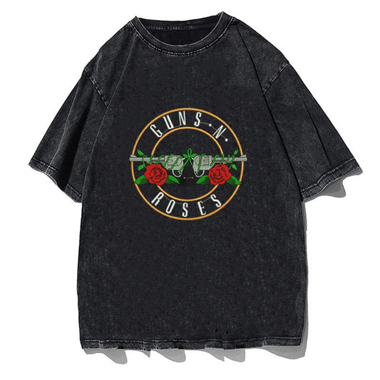 ESC BUTİK Rock Serisi Yıkamalı Guns N' Roses Unisex Eskitme T-shirt