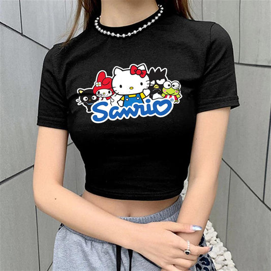 ESC BUTİK Sanrio Baskılı Siyah Crop