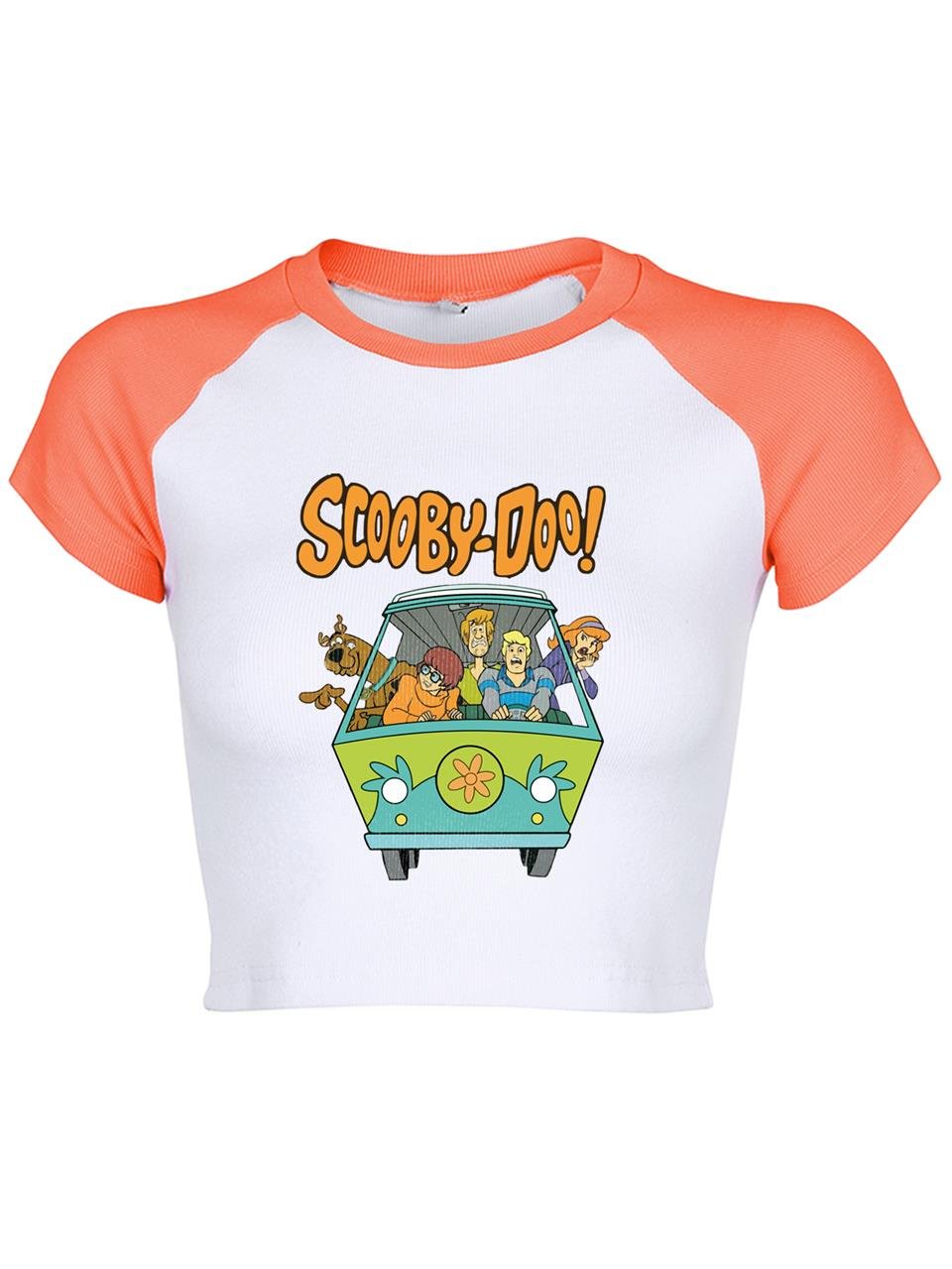 ESC BUTİK Scooby-Doo Baskılı Reglan Kol Beyaz Crop