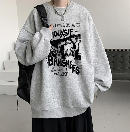 ESC BUTİK Siouxsie Banshees Baskılı Gri Unisex Oversize Bisiklet Yaka Sweatshirt