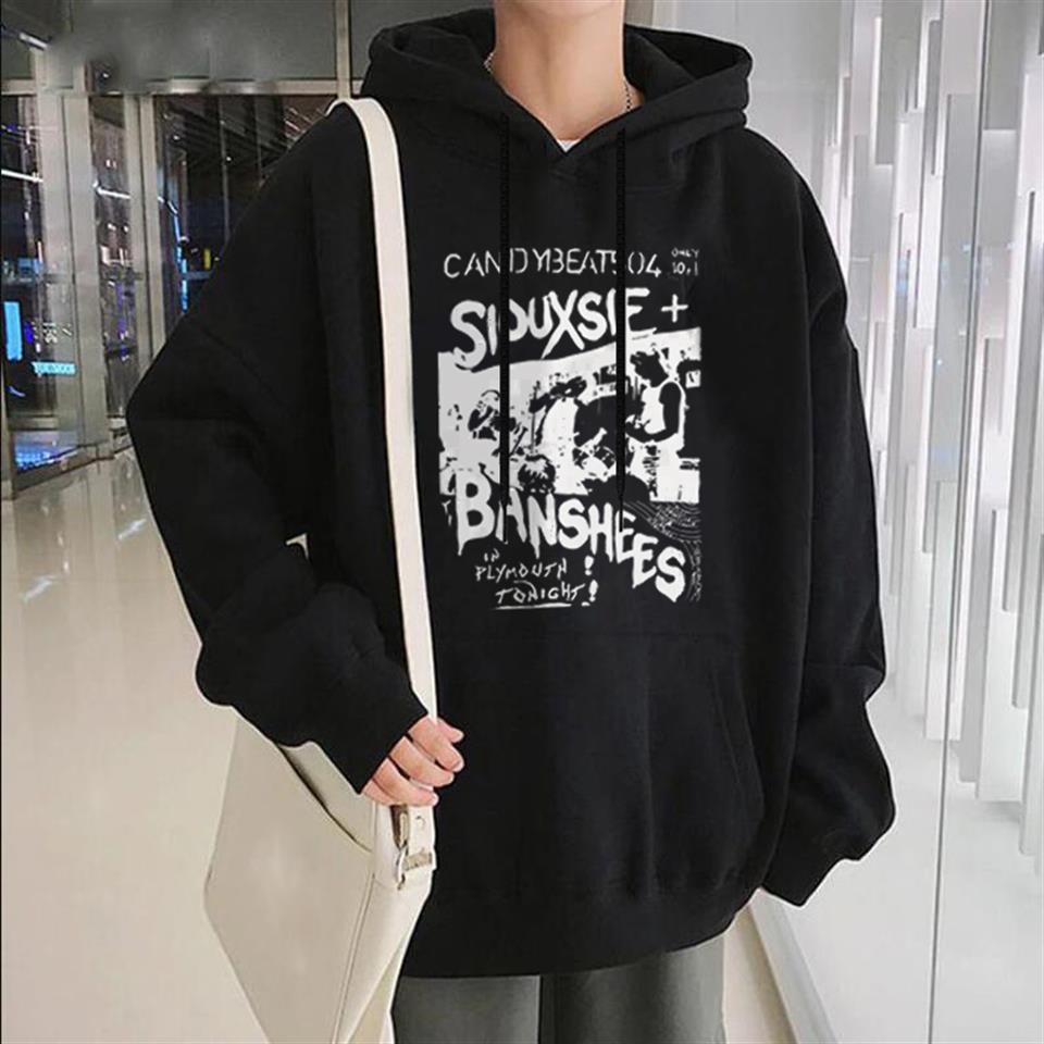 ESC BUTİK Siouxsie Banshees Baskılı Siyah Unisex Oversize Kapüşonlu Sweatshirt